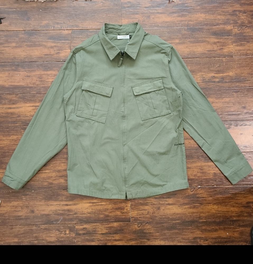 Pop Falling Down Overshirt - Olive